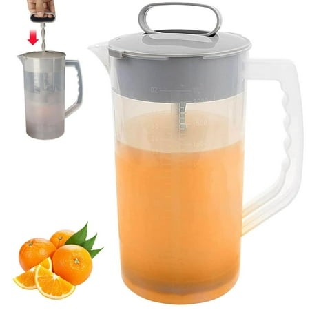 Miayilima Juice Kettle Cold Kettle Household Beverage Pot Mixing Pitcher 68 Oz Juice for Fridge Plastic Pitcher with Lids Plunger Handle Tea Pitcher C