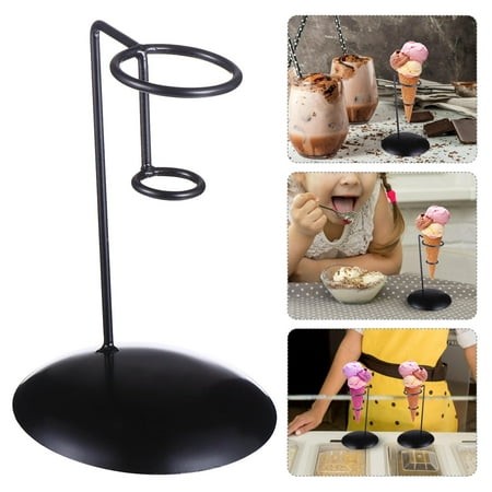 Raindrops Black Iron Ice Cream Holder Stand with Premium Design for Convenient Ice Cream Display and Storage