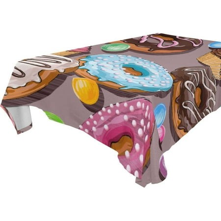 Vzayy Premium Polyester Square Tablecloth Set 54-120 Inch Doughnuts and Ice Cream