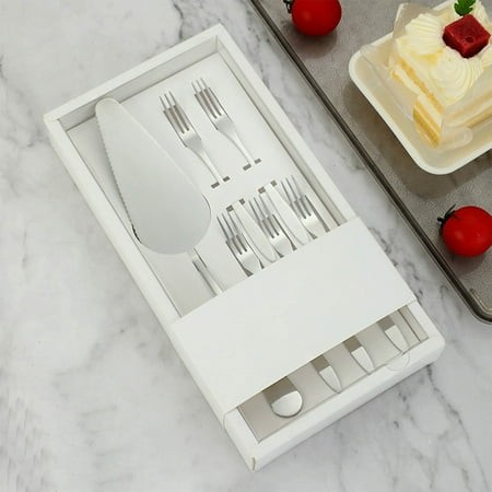RuiJiao Premium Cake Knife and Fork Set - Stainless Steel Ice Cream Spoons  Cake Forks  and Fruit Forks for Dessert  Ice Cream  and Fruits - Elegant a