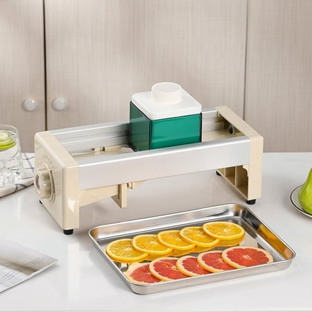 Hariumiu Manual Fruit Vegetable Slicer 1-15mm Adjustable Thickness Cutter for Lemon Grapefruit Onion Anti-Slip Base Sharp Blades Multifunctional Slici