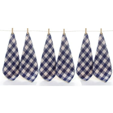 AUQ 6 Pcs Kitchen Towels Buffalo Checks Blue/White Kitchen Towels Dish Highly Absorbent Towels for Kitchen Super Soft Dish Towels