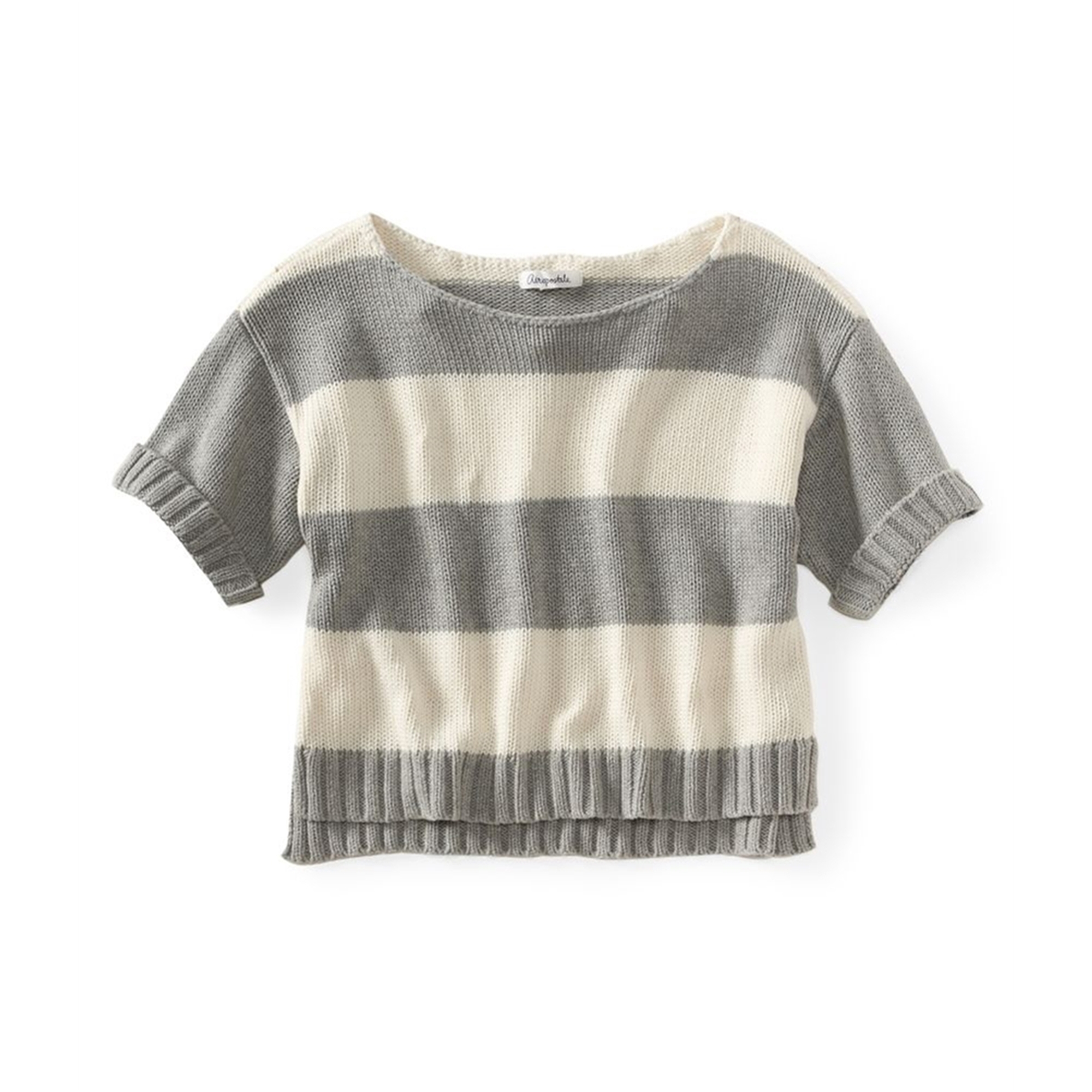 Juniors Stripe Wide-Fit Cropped Knit Sweater
