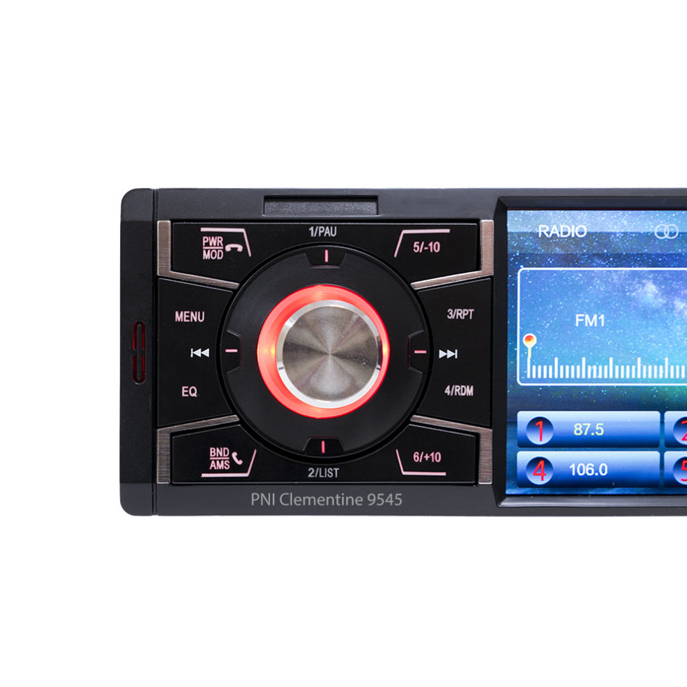 MP5 Player Clementine 9545 1DIN Display 4 Inch, 50Wx4, Bluetooth, FM Radio, SD and USB, 2 RCA Video thumbnail