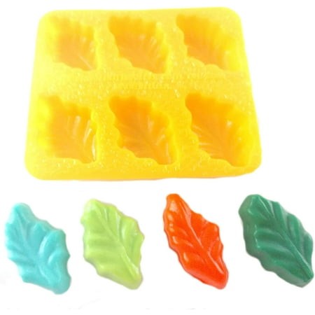 Leaf 6 Cavity Flexible Silicone Molds for Cream Cheese Mints  Chocolate  Fondant  Gummy  Fat Bombs  Ice Leaves  Soap  Buttercream  Butter  Candy Melts