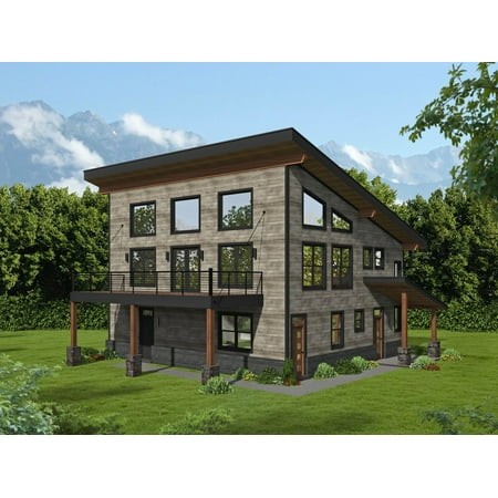 763-4962: Modern Contemporary 2 Bed  2 Bath Luxury Home Plan  2088 Sq Ft: Full Blueprints with License to Build by Home Plan Marketplace - Lesuto