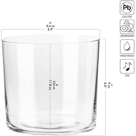 Cider Water Juice Glasses  Set of 6  12 Fl Oz  Mixology Collection  Lightweight Everyday Drinking Glasses  Multi-Purpose  Dishwasher Safe  Made in Eur