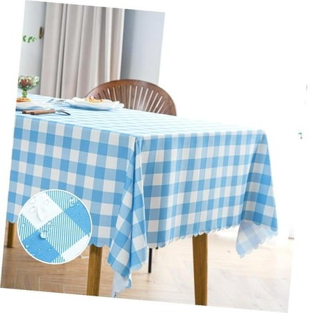 Dreamtimes Checkered Table Cover for Rectangular Tables-Gingham Waterproof Kitchen & Dining Linens-Polyester Buffalo Wrinkle Free Table Mat(Sky Blue 6