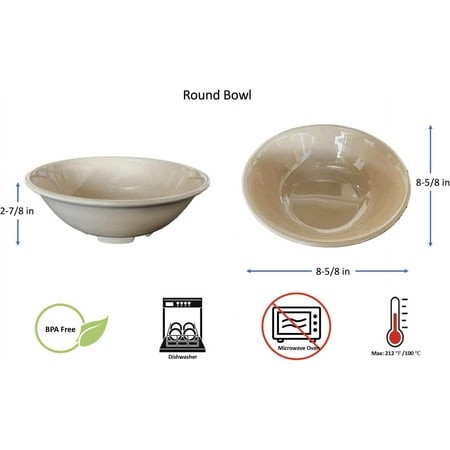 Western Melamine Rimless Bowl Menudo Bowl  52-Ounce  8-5/8  Dia.  White or Tan NSF #5075 (24  Tan)