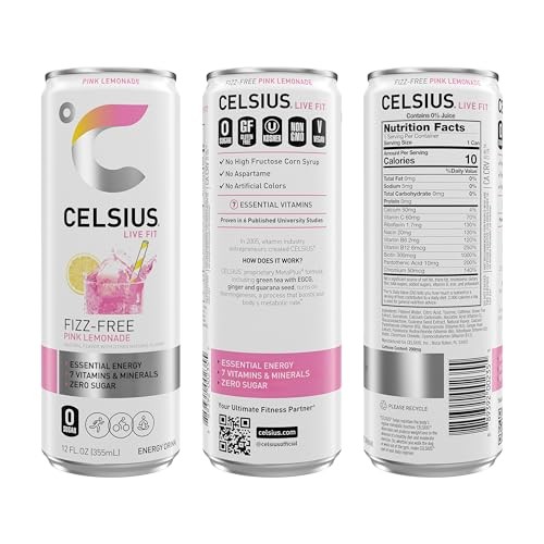 CELSIUS Fizz Free Pink Lemonade, Sugar Free Energy Drink, 12 Fl Oz (Pack of 12) thumbnail