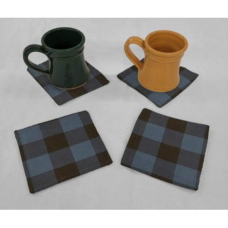 Buffalo Check Plaid Cloth Coasters by Penny S Needful Things (Set of 6) Blue