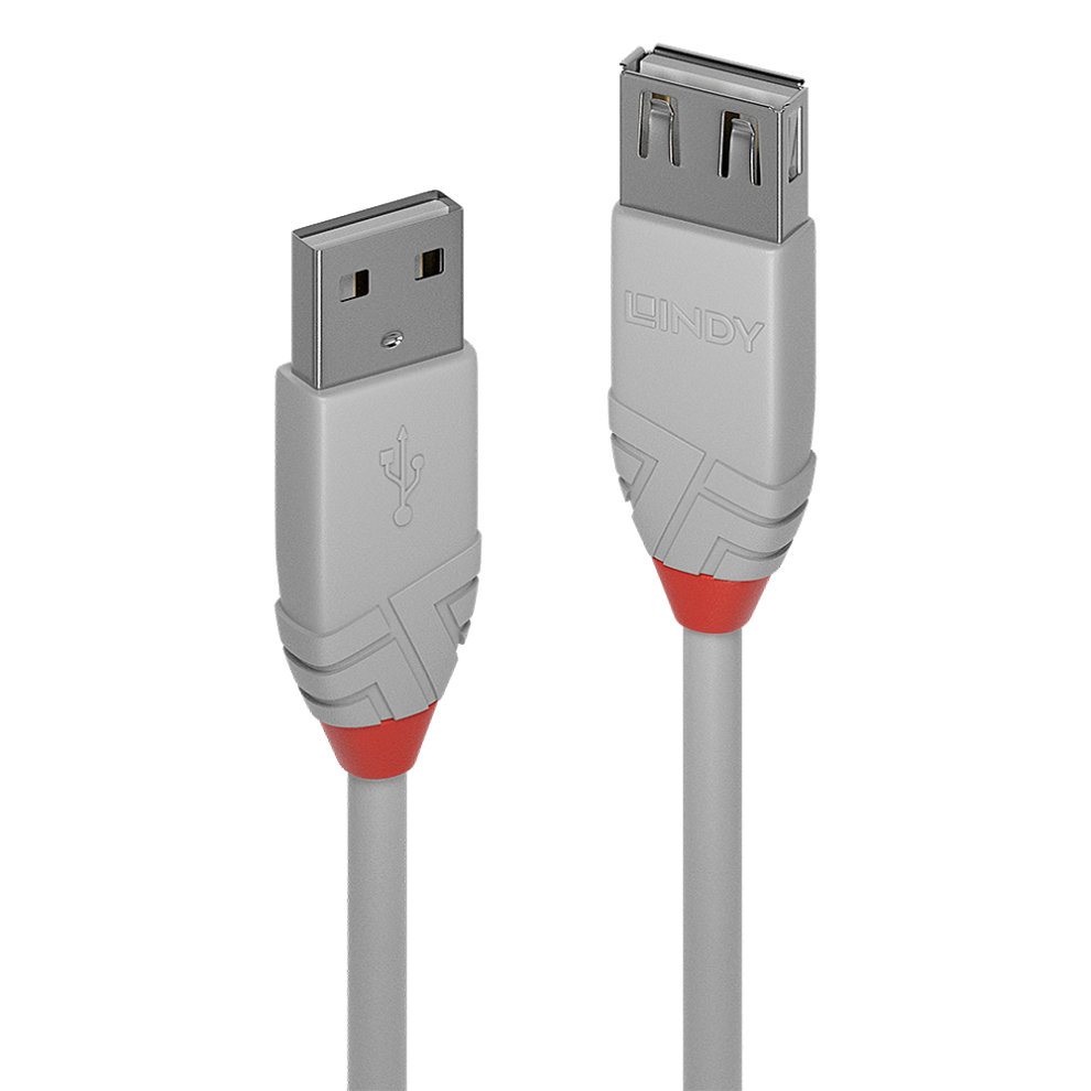 Lindy 5m USB 2.0 Type a Extension Cable Anthra Line Grey