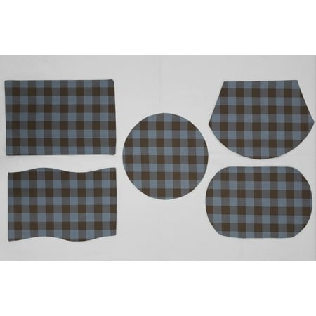 Buffalo Check Plaid Placemats by Penny S Needful Things (Wedge - Set of 6) (Blue)