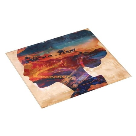 Uemuo Cultural Silhouette Journey Pattern Dish Drying Mat 16*18 Inch Absorbent Dish Drainer Kitchen Counter Large Size Dish Drying Pad for Countertops
