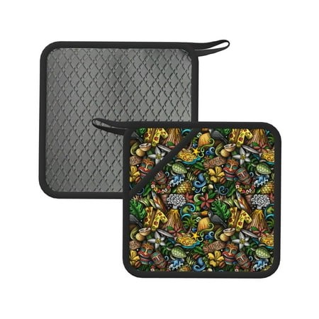 Lukts Hawaiian Culture Symbols for Silicone Anti-hot Mats - Heat Resistant for Kitchen Counter Dish Drying Mat Silicone Trivets Hot Pads for Kitchen C