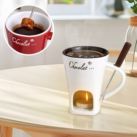 Exhoden Chocolate Melting Mug  Chocolate Fondue Mugs  Chocolate Cheese Milk Ice Cream Maker Kit  Fondue Cups  Ceramic Cheese Mug  Multi-Purpose Butter