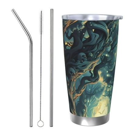 Bingfone Enchanted Forest Skull Path for 20 Oz Stainless Steel Travel Mug Double Wall Water Coffee Cup for Home Office  Outdoor Works Great for Ice Dr