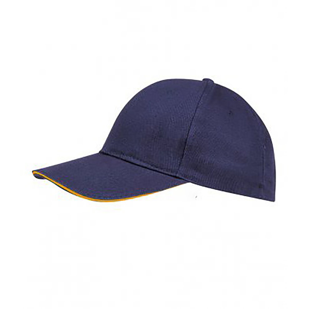 SOLS SOLS Unisex Buffalo 6 Panel Baseball Cap (French Navy/Neon Orange) - Blue - ONE SIZE ONLY