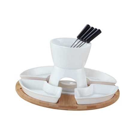 WeiLaiKeQi Ceramic Chocolate Fondue Set Ice Cream Pots for Candy Caramel Butter Melt Pot White
