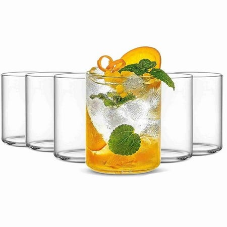 KEMORELA Thin Whiskey Glasses 15 Oz Premium Water Glasses Set of 6 Clear Glass Cups for Water  Juice  Beer  Drinks  and Cocktails and Mixed Drinks