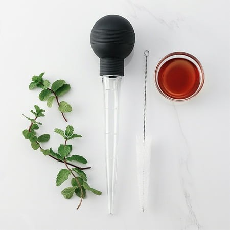 28ml Food Grade Injector Kitchen Utensil for Turkey Beef Pork Roasting Chicken with Cleaning Brush - Black