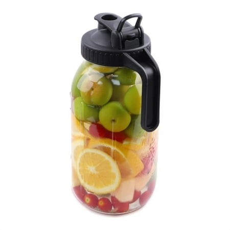 Glass Pitcher with Lid  Yoaney 2-Pack 64 Oz Wide Mouth Mason Jar Water Bottle Double Leak-Proof Design with Pour Spout Lid Suitable for Juice  Milk Te