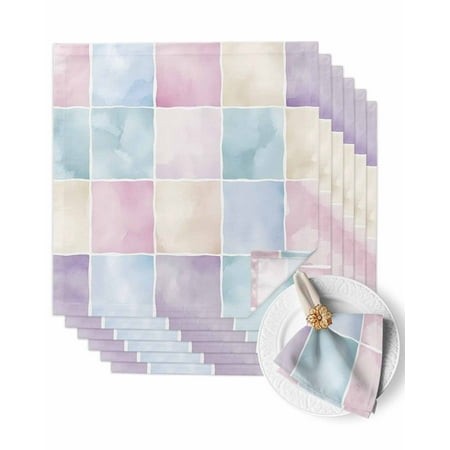 Cloth Napkins 6 Pack 20 X20  Easter Buffalo Plaid Absorbent Polyester Washable Reusable Table Dinner Napkins for Parties Weddings  Spring Pink Blue Pu