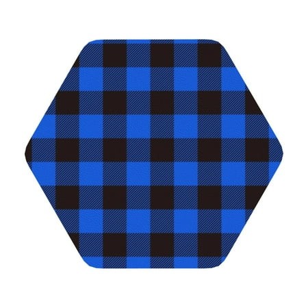 Qekee Buffalo Plaid Blue Black Print PU Leather Absorbent Coasters Leather Coasters Set for Cups Drinks  4  Coasters 6 Pcs for Coffee Bar Home Decor H