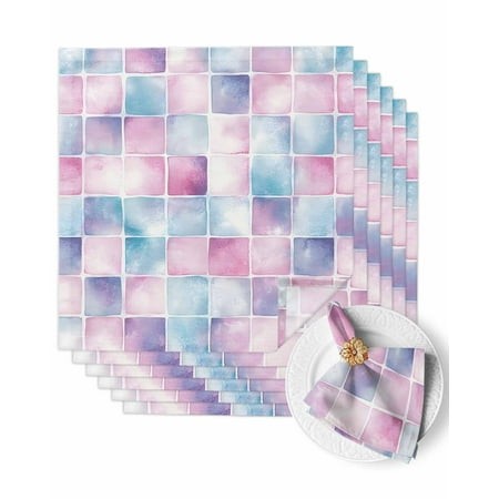 Cloth Napkins 6 Pack 20 X20  Blue Pink Purple Plaid Absorbent Polyester Washable Reusable Table Dinner Napkins for Parties Weddings  Buffalo Check Spr
