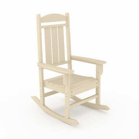 Miekor Furniture Beige Traditional Porch Rocker – Classic HDPE Poly Lumber for Porch  Patio  and Garden Comfort 8775