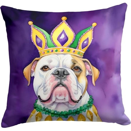 HDEY King Mardi Gras Throw Pillow  18Hx18W  American Bulldog 4719