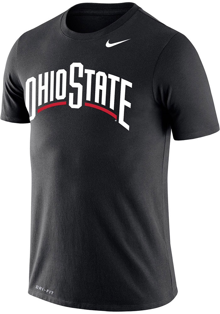 Nike Ohio State Buckeyes Black Word Short Sleeve T Shirt, Black, 65% COTTON / 35% POLYESTER, Size 2XL