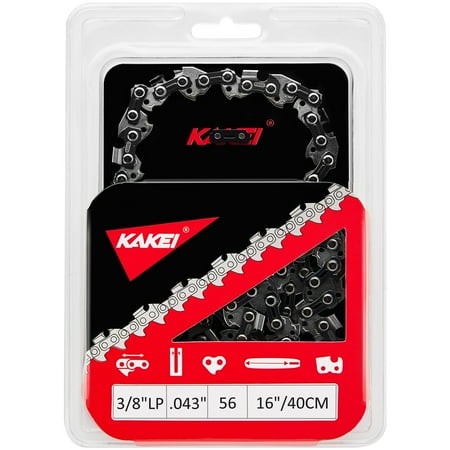 KAKEI Chainsaw Chain 16 Inch 3/8  LP Pitch .043  Gauge 56 Drive Links Fits Ego CS1613  Dewalt DCCS690 - 49162715  DWO1DT616  R56 (1 Chain) - Semi Chis