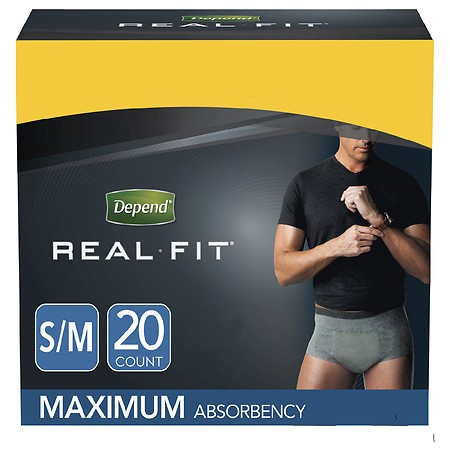 Depend Real Fit Incontinence Underwear for Men Disposable Maximum Absorbency Small/Medium Grey 22