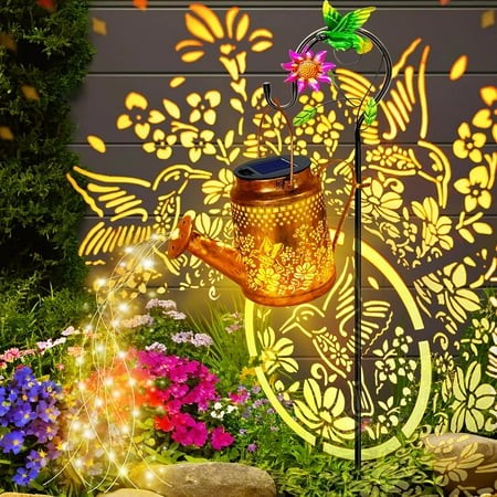 Solar Lanterns Outdoor Waterproof  Hummingbird Flower Watering Can Garden Decor  Hanging Lights Path Lights Yard Patio Decorations Gardening Birthday 