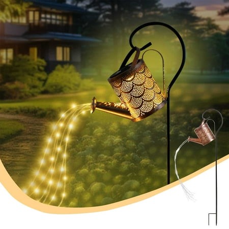 AUHomi Solar Lanterns Outdoor Waterproof  Metal Watering Can Garden Decor  Hanging Solar Path Lights Yard Art  Outside Patio Decorations Gardening Bir