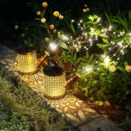 THESG-2 Pack Watering Can with Lights Solar Lanterns Outdoor Hanging Waterproof Garden Decor Solar Outdoor Garden Decorative Decorations for Lawn Path