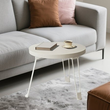 Weibbin Small Table Foldable Sofa Side Table Mobile Small Round Table Small Household Dining Table Outdoor Household