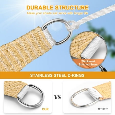 UNOMOR Shade Sail for Deck Triangle 1Pcs 16 5 in
