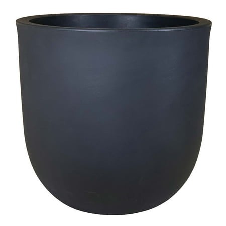 Better Homes & Gardens Mosswood 14-inch Fluted Resin Round Planter  Matte Black