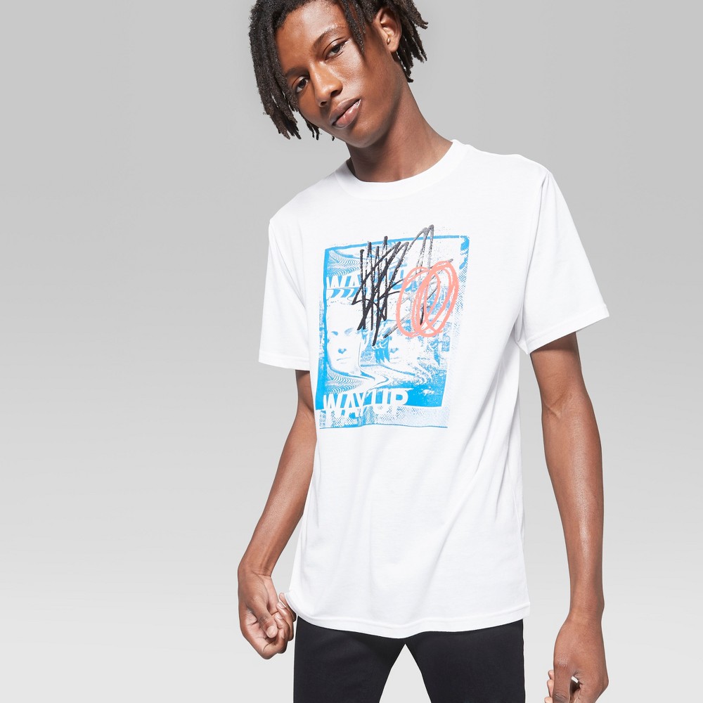 Men's Short Sleeve Knitted Graphic T-Shirt - Original Use White L