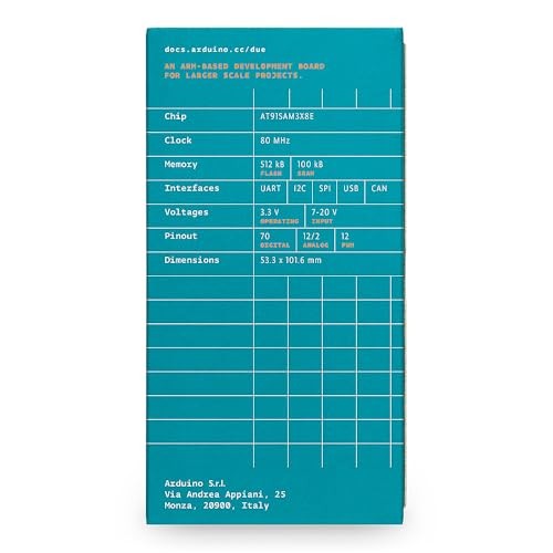 Arduino Due [A000056] – 32-bit ARM Cortex-M3, 84MHz, 54 Digital I/O Pins, 12 Analog Inputs, 512KB Flash, USB Host, Compatible with Arduino IDE for A thumbnail