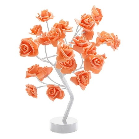Herrklp Lamp  Rose Flower Table Tree Light 24 LEDs Desk Top Bonsai Lighted Tree Battery Operated USB Plug Powered Tree Table Lamp Rose Flower Desk Tre