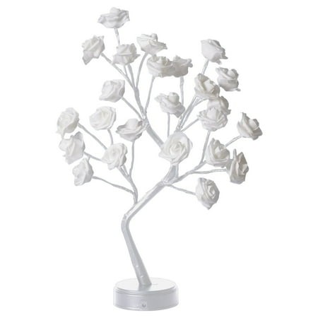 Herrklp Lamp  Rose Flower Table Tree Light 24 LEDs Desk Top Bonsai Lighted Tree Battery Operated USB Plug Powered Tree Table Lamp Rose Flower Desk Tre
