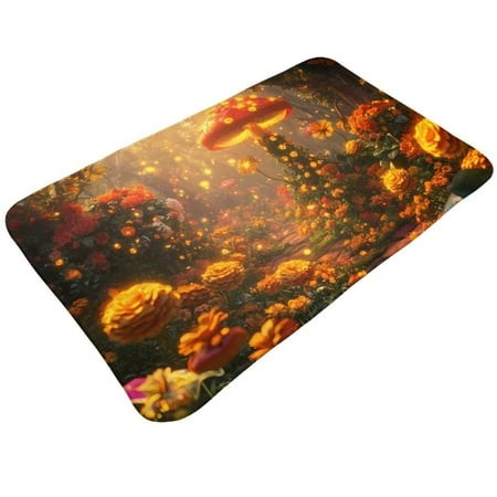 Bathroom Rugs Non Slip Washable  Autumn Floral Path Water Absorbing Bath Mats for Bathroom  Soft Bathroom Mat Entryway Rug for Indoor Shower Tub Livin