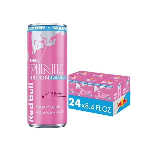 Red Bull Pink Edition Sugar Free Energy Drink, Wild Berries, 8.4 Fl. Oz., 6 X 4 Cans, Pack of 24 Cans, with 80mg Caffeine, Taurine & B Vitamins
