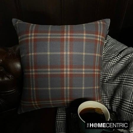 Winter Plaid Throw Pillow Cover  22 X22  Blue Velvet Cushion Cover  Modern Plaid Farmhouse Buffalo Check Pillow Cover for Sofa Couch  Hotels  Living R