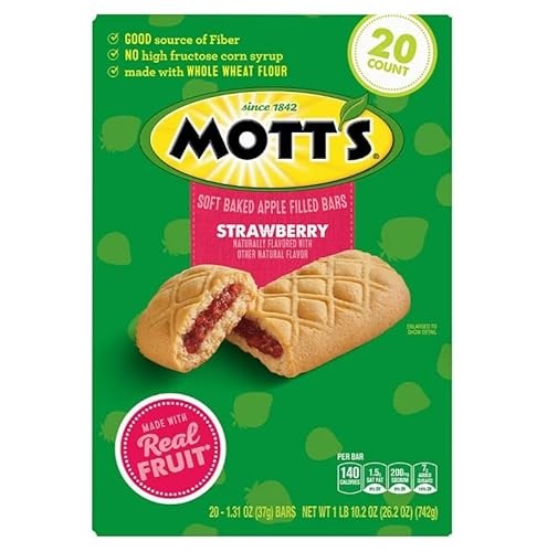 Mott's Soft Baked Apple Filled Bar, Strawberry, 20 Count