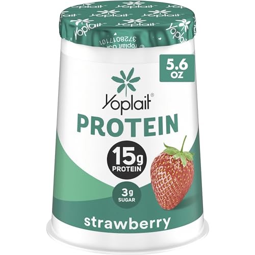 Yoplait Protein Yogurt Cultured Dairy Snack Cup, Strawberry Flavored, Gluten Free Protein Snacks, 5.6 Oz