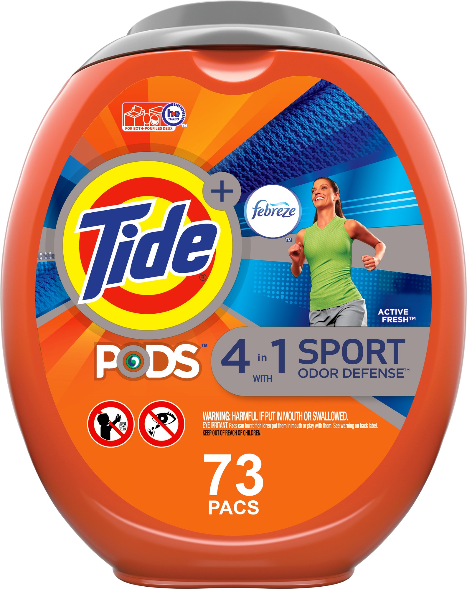 Tide Pods Plus Febreze, Sport Odor Defense Liquid Laundry Detergent Pacs, Active Fresh Scent